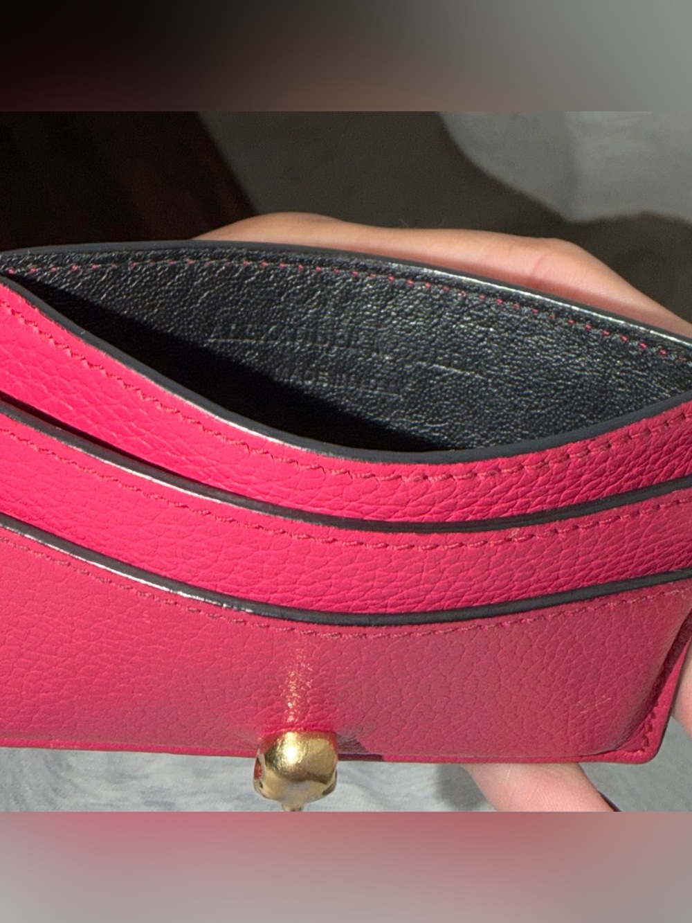 Alexander McQueen Pink Leather Cardholder with Gold Skull - Picture 3 of 3